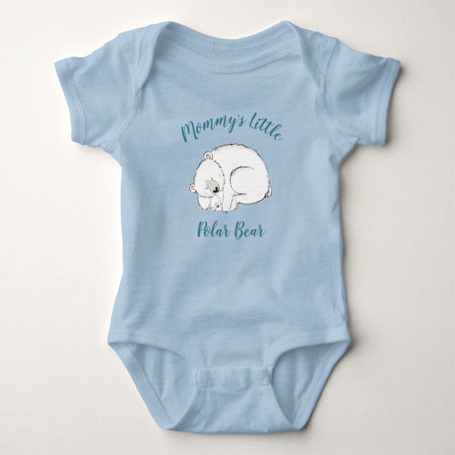 Polar Bear Baby Shower Winter Blue Boy Baby Bodysuit (Front)