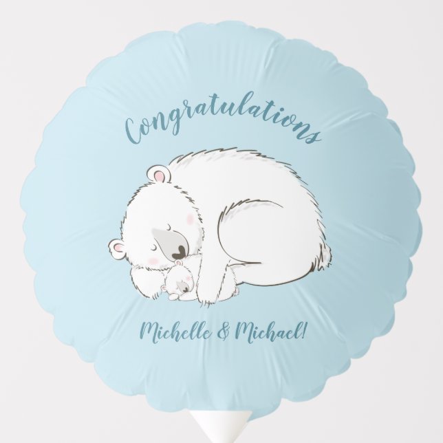 Polar Bear Baby Shower Winter Blue Boy Balloon (Front)