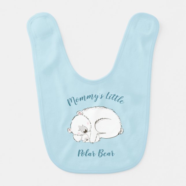 Polar Bear Baby Shower Winter Blue Boy Bib (Front)