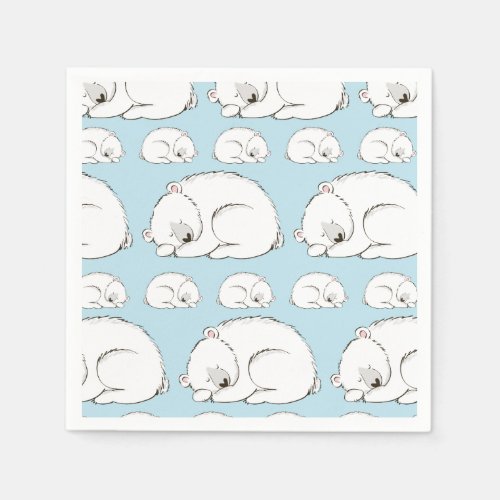 Polar Bear Baby Shower Winter Blue Boy Napkins