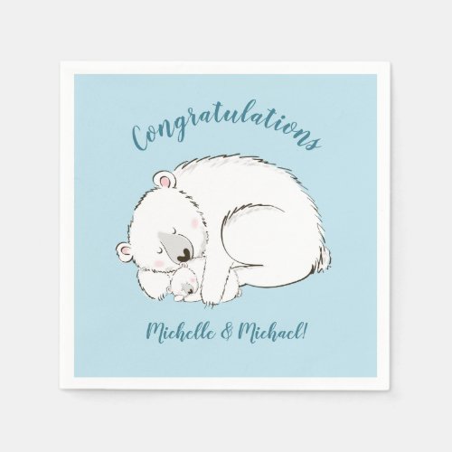 Polar Bear Baby Shower Winter Blue Boy Napkins