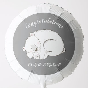 Polar Bear Baby Shower Winter Grey Gender Neutral Balloon