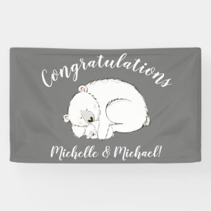 Polar Bear Baby Shower Winter Grey Gender Neutral Banner