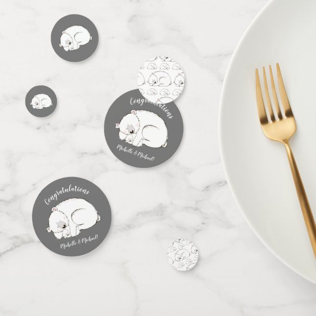 Polar Bear Baby Shower Winter Grey Gender Neutral Confetti (Group)