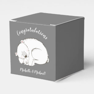 Polar Bear Baby Shower Winter Grey Gender Neutral Favor Boxes