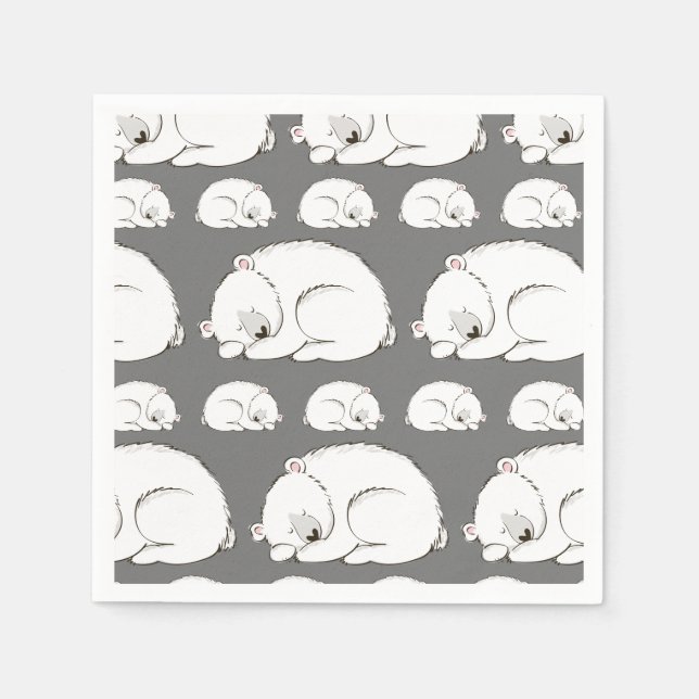 Polar Bear Baby Shower Winter Grey Gender Neutral Napkins (Front)