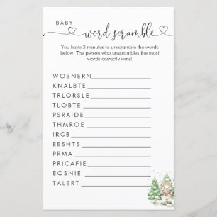 Polar Bear Baby Shower Word Scramble 