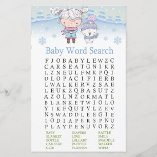 polar bear Baby Shower Word Search Game