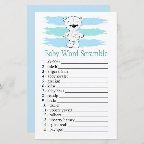 Polar bear Baby word scramble game