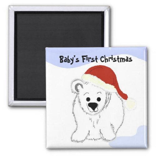 Polar Bear Babys First Christmas Magnet