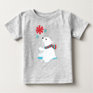 Polar Bear, Bear With Scarf, Cute Bear, Snowflakes Baby T-Shirt
