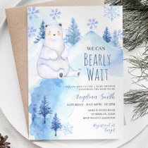Polar Bear Bearly Wait Mountain Baby Shower Invitation