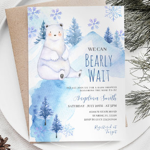 Polar Bear Bearly Wait Mountain Baby Shower Invitation
