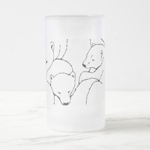 Polar Bear Beer Mug Glass Mother  Cubs Bear Mug