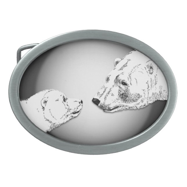 Polar Bear Belt Buckle Arctic Bear Art Buckles (Front)