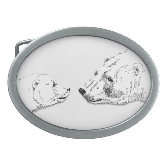 Polar Bear Belt Buckle Baby Bear Art Buckles (Front)