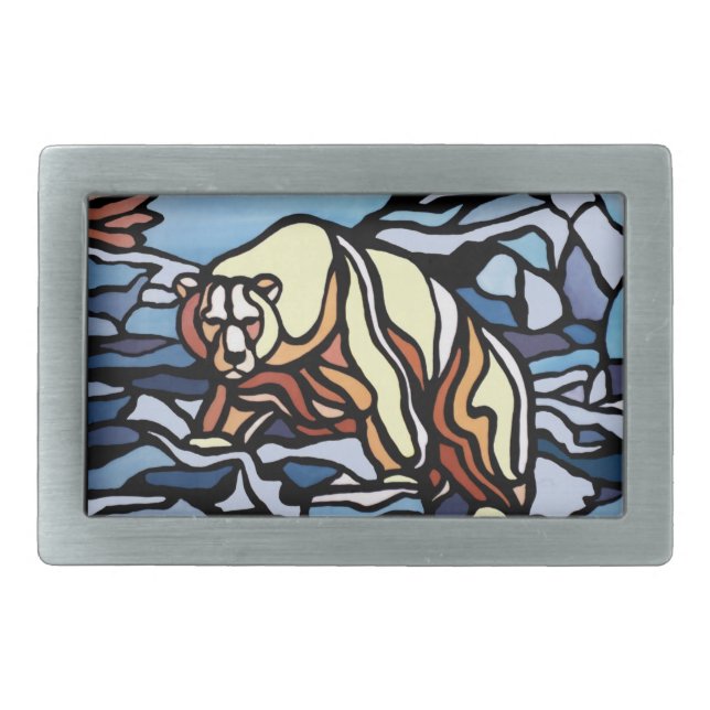 Polar Bear Belt Buckle Tribal Bear Art Buckles (Front)