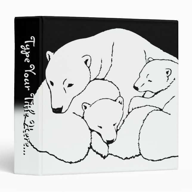 Polar Bear Binder Cute Bear Art School Supplies (Front/Spine)