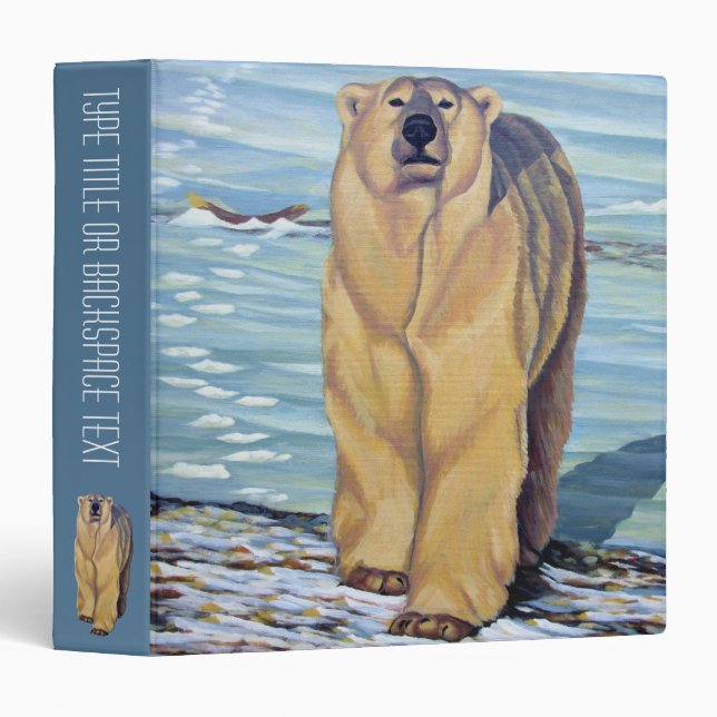Polar Bear Binder Wildlife Art School Supplies (Front/Spine)