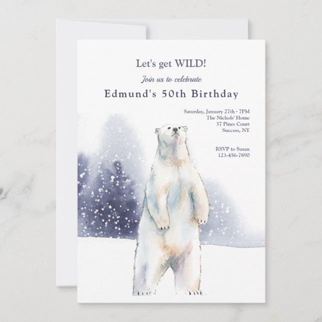 Polar Bear Birthday Party Invitation (Front)
