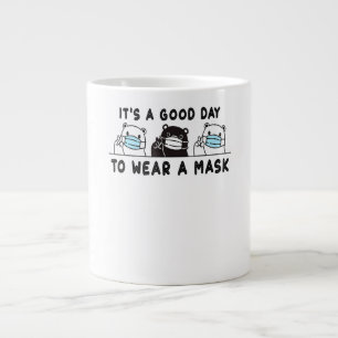 Polar Bear Black Bear Wearing Face Mask Cute Funny Giant Coffee Mug