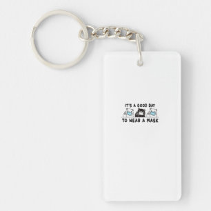 Polar Bear Black Bear Wearing Face Mask Cute Funny Keychain