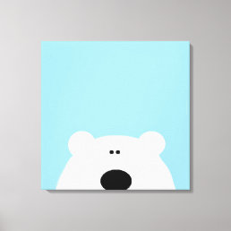 Polar Bear Blue Art Cartoon Canvas Print