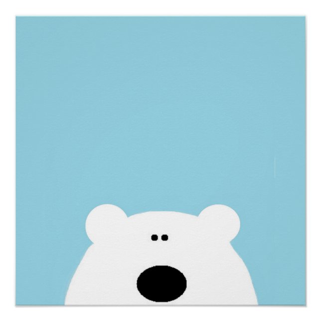 Polar Bear Blue Art Cartoon  Poster (Front)