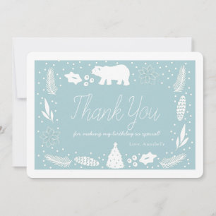 Polar Bear Blue Birthday Thank You Card