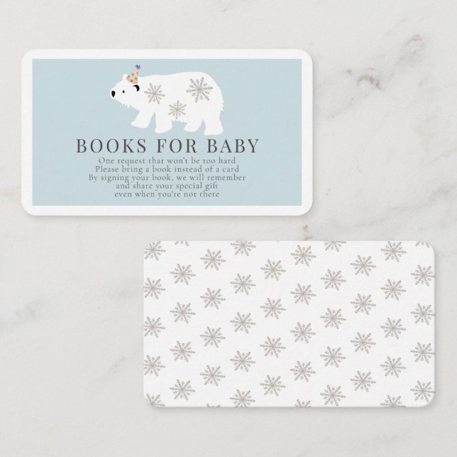 Polar Bear Blue Boy Books for Baby Enclosure Card (Front/Back)