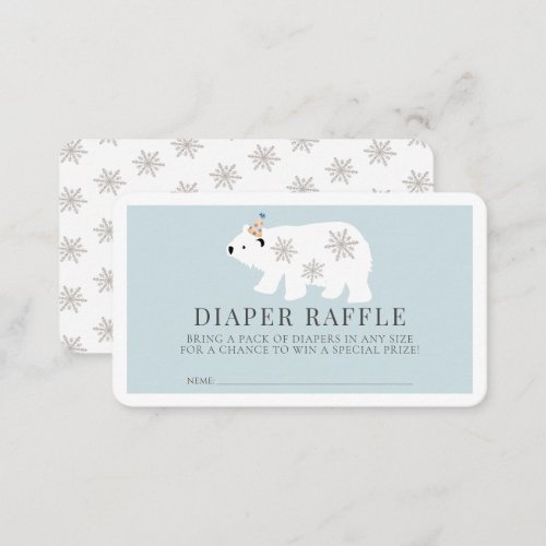 Polar Bear Blue Boy Diaper Raffle Ticket Enclosure Card