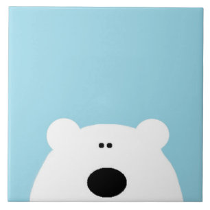 Polar Bear Blue Ceramic Tile