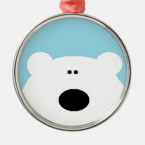 Polar Bear Blue Metal Ornament