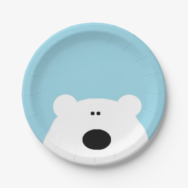 Polar Bear Blue Paper Plates (Front)