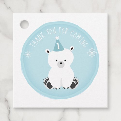 Polar Bear Blue Winter ONEderland Birthday Thank Favor Tags