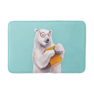 Polar Bear Book Lover Nerdy Bath Mat