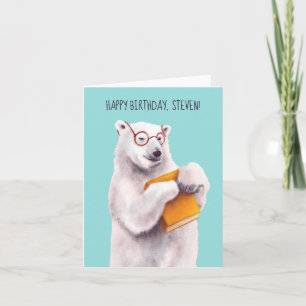 Polar Bear Book Lover Nerdy Card