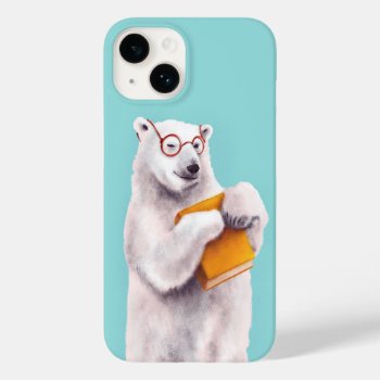 Polar Bear Book Lover Nerdy Case-mate Iphone 14 Case by borianag at Zazzle