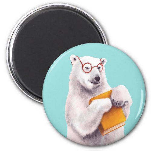 Polar Bear Book Lover Nerdy Magnet