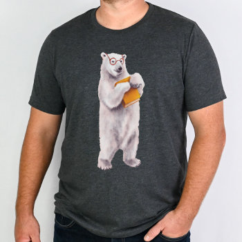 Polar Bear Book Lover Nerdy T-shirt by borianag at Zazzle