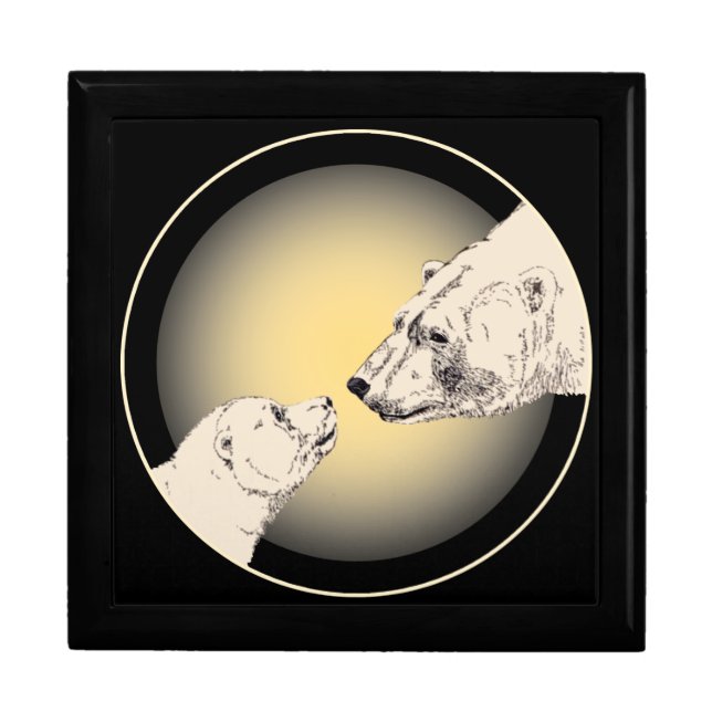Polar Bear Box Custom Mother & Cub Jewelry Box (Front)