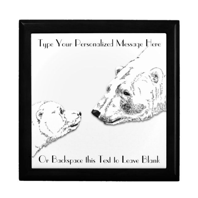 Polar Bear Box Custom Mother & Cub Jewelry Box (Front)