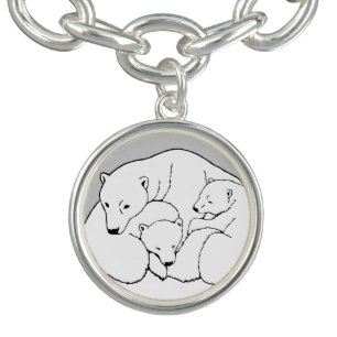 Polar Bear Bracelet Mother & Cub Art Bear Jewelry
