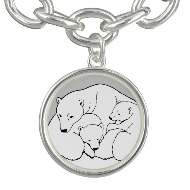 Polar Bear Bracelet Mother & Cub Art Bear Jewelry (Design)