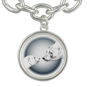 Polar Bear Bracelet Mother & Cub Art Bear Jewelry