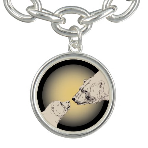 Polar Bear Bracelet Mother  Cub Art Bear Jewelry