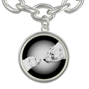 Polar Bear Bracelet Mother & Cub Bear Art Jewelry