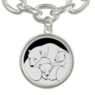 Polar Bear Bracelet Mother & Cubs Bear Jewelry