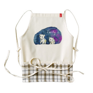 Polar Bear Brothers Watercolor Painting Zazzle HEART Apron