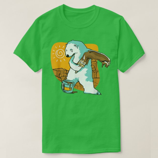 Polar Bear Brown Paint Environmental Climate Prote T-Shirt (Design Front)